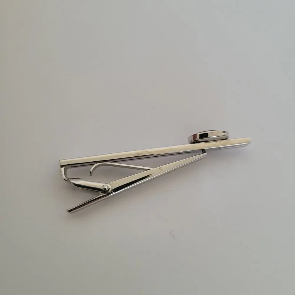 Jaldan Match Match Vintage Cufflinks Tie Clip Set Black Mother Of Pearls Silver‎